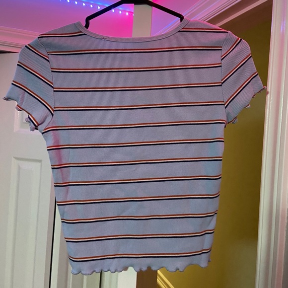 American eagle blue striped crop top. Size xs - Picture 2 of 3